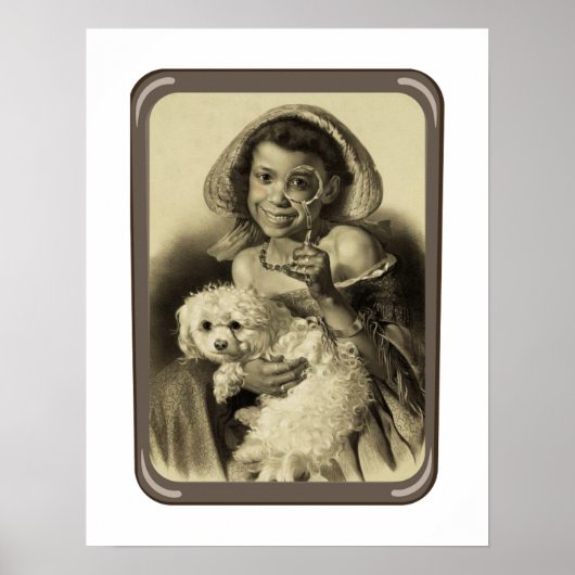 子犬プリントの若い女性,ポスター紙(マット) ポスター (正面)