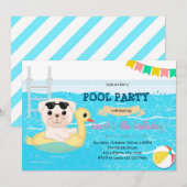 子犬プールパーティーのご案内 招待状 (正面/裏面)