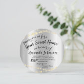 子犬ベビードッグシャワー新しいペットフォトバラ金ゴールド 招待状 (スタンド正面)