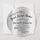 子犬ベビードッグシャワー新しいペットフォトバラ金ゴールド 招待状 (正面)