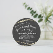 子犬ベビー犬シャワー新しいペットフォトグレー金ゴールド 招待状 (スタンド正面)