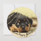 子犬ベビー犬シャワー新しいペットフォトグレー金ゴールド 招待状 (裏面)