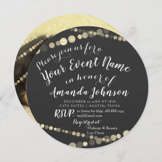 子犬ベビー犬シャワー新しいペットフォトグレー金ゴールド 招待状 (正面/裏面)