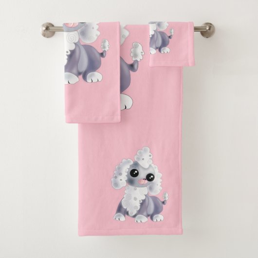 子犬ペットとピンクバスタオル – あなたの色 バスタオルセット (インサイチュ)