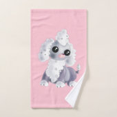 子犬ペットとピンクバスタオル – あなたの色 バスタオルセット (ハンドタオル)