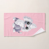 子犬ペットとピンクバスタオル – あなたの色 バスタオルセット (ハンドタオル)