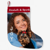 子犬ペット動物の写真の休日をパーソナライズ スモールクリスマスストッキング (正面)