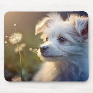 子犬ペット動物の穏やかな平和 マウスパッド