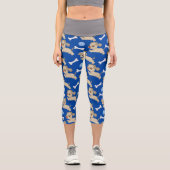 子犬ホワイトドッグボーンズブルーボール動物愛好家 カプリレギンス (正面)