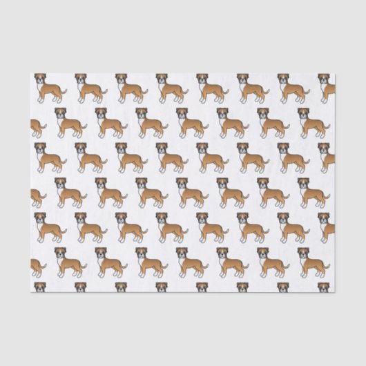 子犬ボクサー かわいいキャラクタードッグ柄 薄葉紙 (正面)