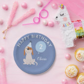 子犬ボーイズ誕生日パーティー ペーパープレート (パーティー)