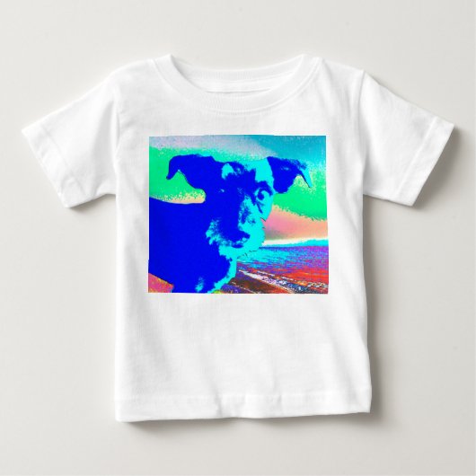 子犬ポップ・アートの ベビーTシャツ (正面)