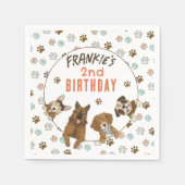 子犬ポーティ誕生日パーティー スタンダードカクテルナプキン (正面)