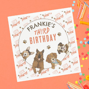 子犬ポーティ誕生日パーティー スタンダードランチョンナプキン