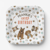 子犬ポーティ誕生日パーティー ペーパープレート (正面)