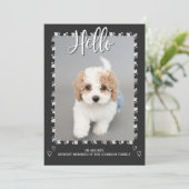 子犬モダンの養子縁組の告知フォトカード 招待状 (スタンド正面)