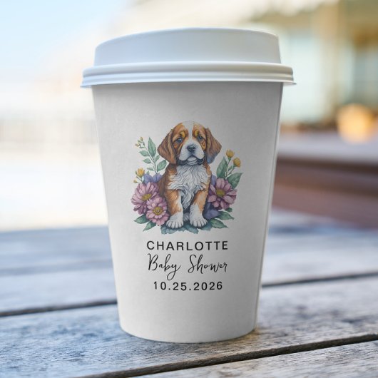 子犬モダンテラコッタベビーシャワー 紙コップ