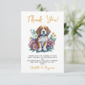 子犬モダンテラコッタ赤ちゃんシャワー サンキューカード (スタンド正面)