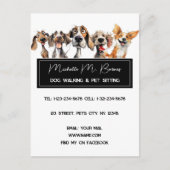 子犬モダン歩く座白黒 ポストカード (正面)