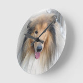 子犬ラッシー時計 ラウンド壁時計 (傾斜)