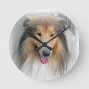子犬ラッシー時計 ラウンド壁時計