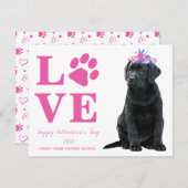 子犬ラブドッグピンクキッズバレンタインデー シーズンカード (正面/裏面)