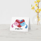 子犬ラブノートカード カード (黄色い花)