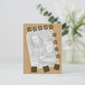 子犬ラブフォトフレームテンプレート ポストカード (スタンド正面)