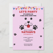 子犬レッツポーティ誕生日ガール 招待状 (正面)