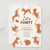 子犬レッツポーティ誕生日パーティーの招待 招待状 (正面)