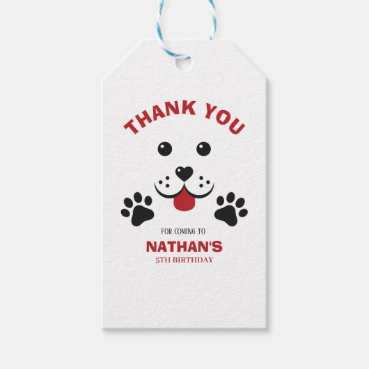 子犬レッツポーティ誕生日少年 ギフトタグ (正面)