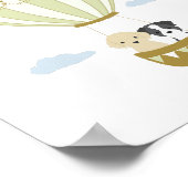 子犬付きグリーンホットエアバルーン子供部屋ポスター ポスター (角)