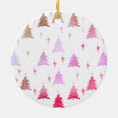 子犬初めてのクリスマスカスタムペットフォトピンク セラミックオーナメント (裏面)