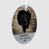 子犬初めてのクリスマスドッグペットフォトキープサケ オーナメント (正面)