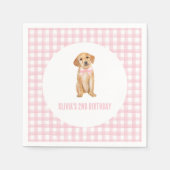 子犬名門私立校風ののピンクの誕生日 スタンダードカクテルナプキン (正面)