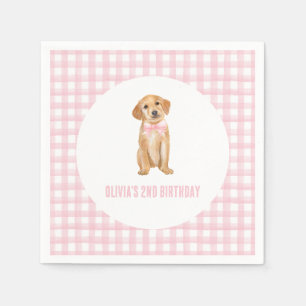 子犬名門私立校風ののピンクの誕生日 スタンダードカクテルナプキン