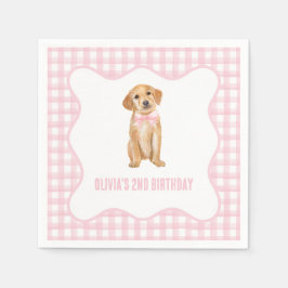 子犬名門私立校風ののピンクの誕生日 スタンダードカクテルナプキン