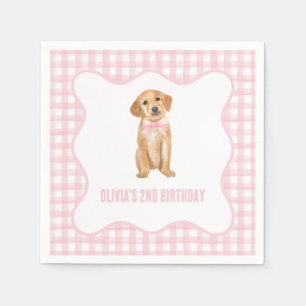 子犬名門私立校風ののピンクの誕生日 スタンダードカクテルナプキン