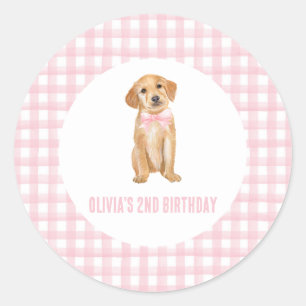 子犬名門私立校風ののピンクの誕生日 ラウンドシール