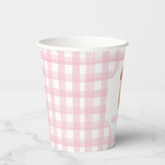 子犬名門私立校風ののピンクの誕生日 紙コップ (右)