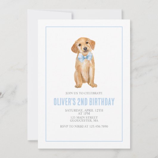 子犬名門私立校風のの誕生日 招待状 (正面)