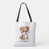 子犬大好き かわいいキャラクター 犬 肩掛けバッグ トートバッグ (裏面)