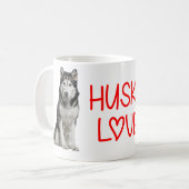 子犬好きのかわいいシベリアンハスキー コーヒーマグカップ (正面左)