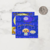 子犬宇宙船ハッピーバースデー フラット ノートカード (正面/裏面インサイチュ)