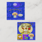 子犬宇宙船ハッピーバースデー フラット ノート カード (正面/裏面)