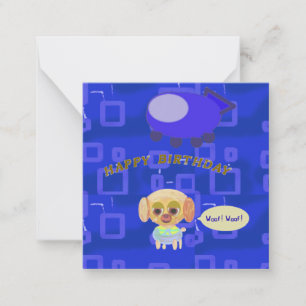 子犬宇宙船 ハッピーバースデー フラット ノートカード