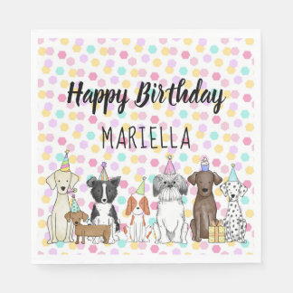 子犬小さな女の子誕生日パーティー スタンダードランチョンナプキン