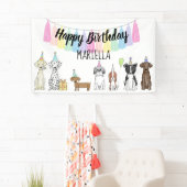 子犬小さな女の子誕生日パーティー 横断幕 (インサイチュ)