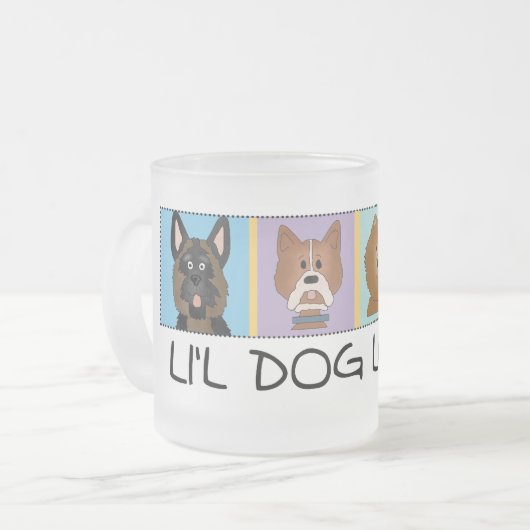 子犬座の恋人のTシャツおよびギフト フロストグラスマグカップ (正面左)