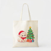 子犬愛好家のクリスマストートバッグ トートバッグ (正面)